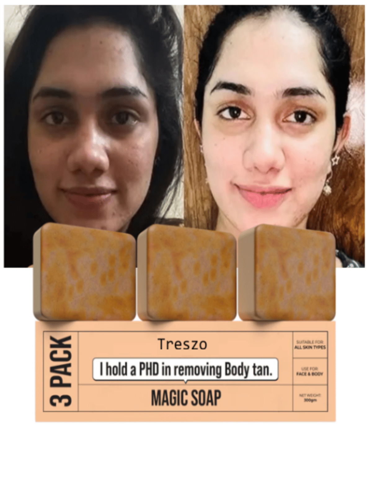 Treszo Beauty Gharr Magic Soap for tan removal Soap for All Skin Type ( Pack of 3 )