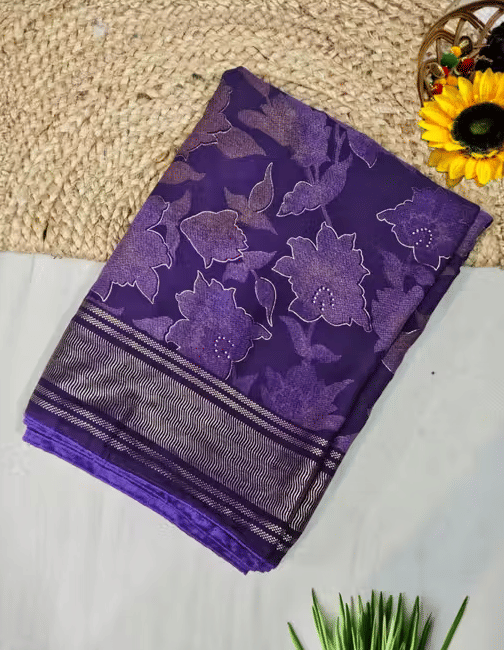 VAANISRI Brasso Printed Regular Saree With Unstitched Blouse Piece ( Lavender ) VAANISRI Brasso Printed Regular Saree With Unstitched Blouse Piece ( Lavender )