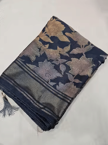     			VAANISRI Brasso Printed Regular Saree With Unstitched Blouse Piece ( Grey )