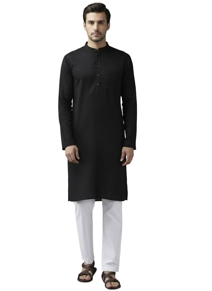     			Vida Loca Black Cotton Blend Men's Regular Kurta ( Pack of 1 )