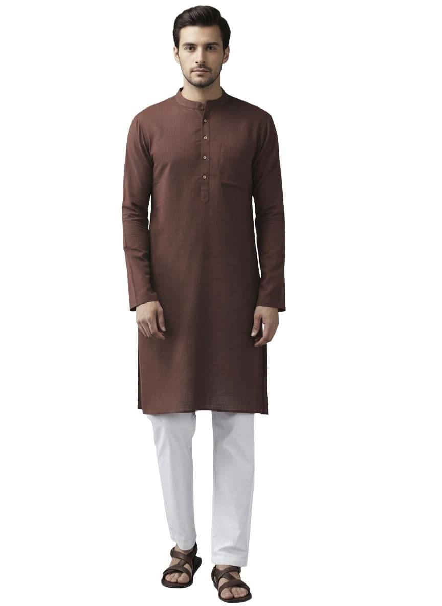 Vida Loca Brown Cotton Blend Men's Regular Kurta ( Pack of 1 ) Vida Loca Brown Cotton Blend Men's Regular Kurta ( Pack of 1 )