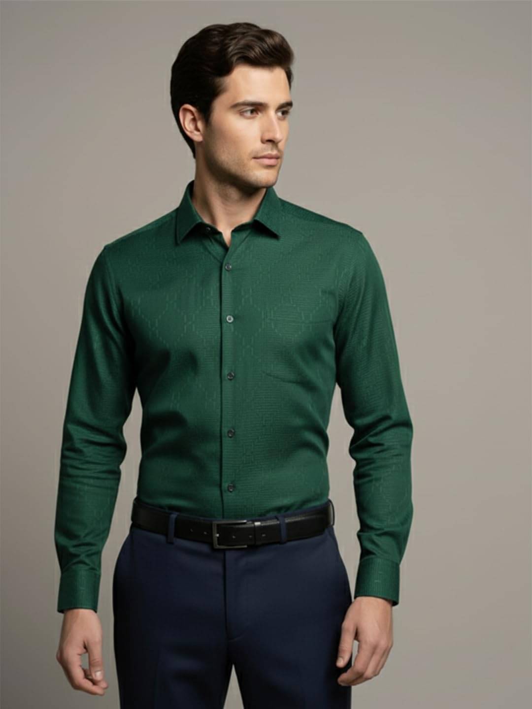     			Vida Loca Cotton Blend Slim Fit Self Design Full Sleeves Men's Casual Shirt - Green ( Pack of 1 )