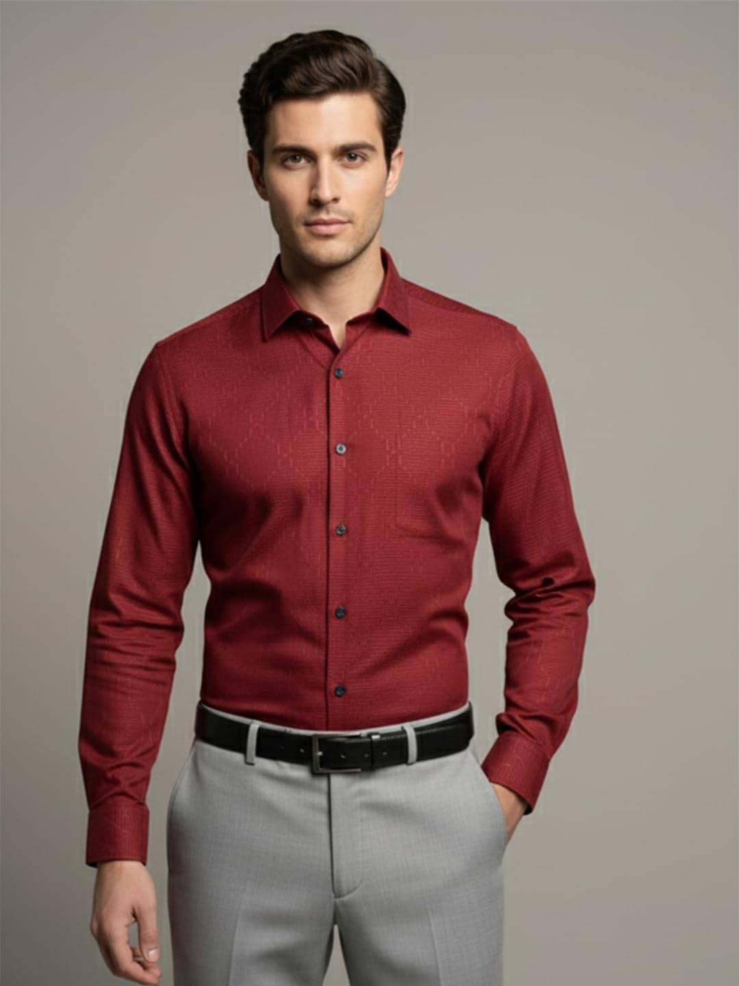 Vida Loca Cotton Blend Slim Fit Self Design Full Sleeves Men's Casual Shirt - Dark Pink ( Pack of 1 ) Vida Loca Cotton Blend Slim Fit Self Design Full Sleeves Men's Casual Shirt - Dark Pink ( Pack of 1 )