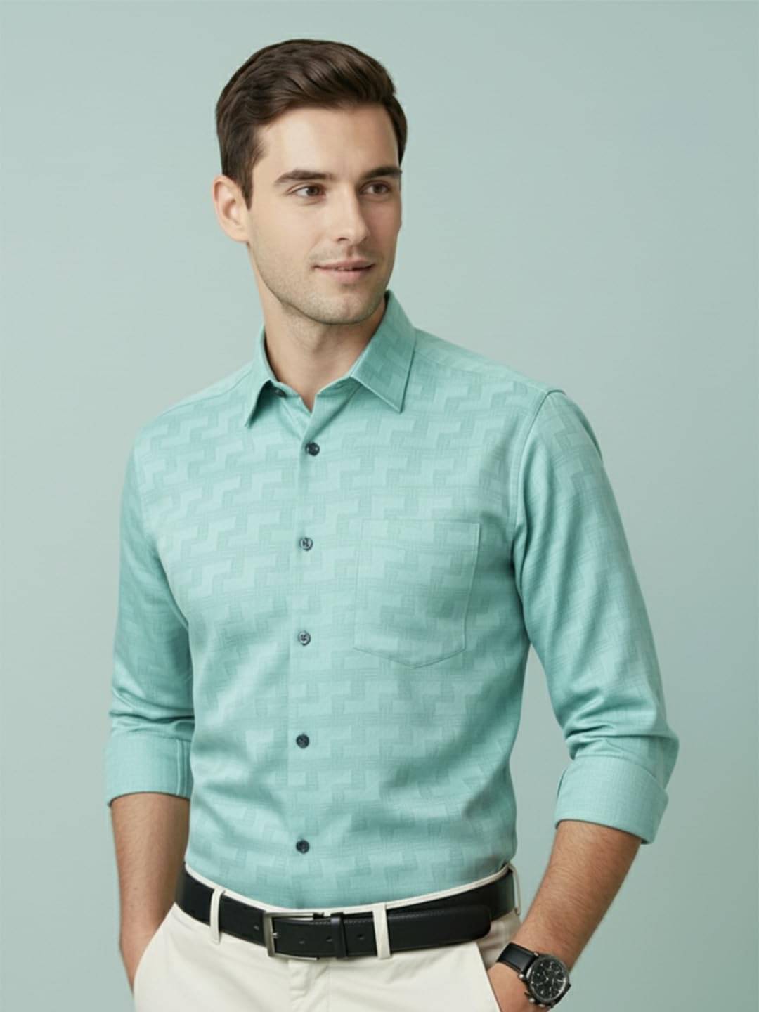     			Vida Loca Cotton Blend Slim Fit Self Design Full Sleeves Men's Casual Shirt - Coffee ( Pack of 1 )