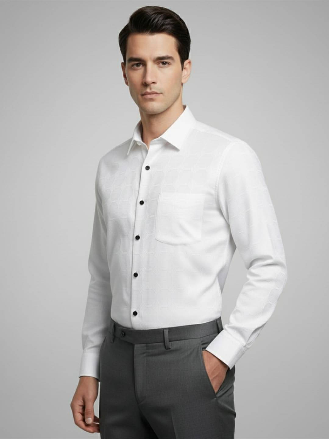     			Vida Loca Cotton Blend Slim Fit Self Design Full Sleeves Men's Casual Shirt - White ( Pack of 1 )