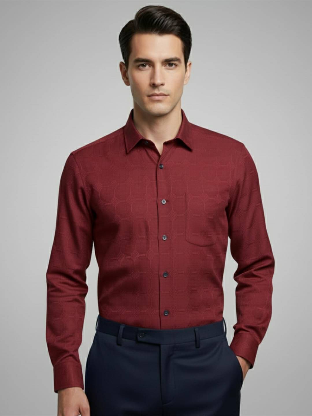Vida Loca Cotton Blend Slim Fit Self Design Full Sleeves Men's Casual Shirt - Maroon ( Pack of 1 ) Vida Loca Cotton Blend Slim Fit Self Design Full Sleeves Men's Casual Shirt - Maroon ( Pack of 1 )