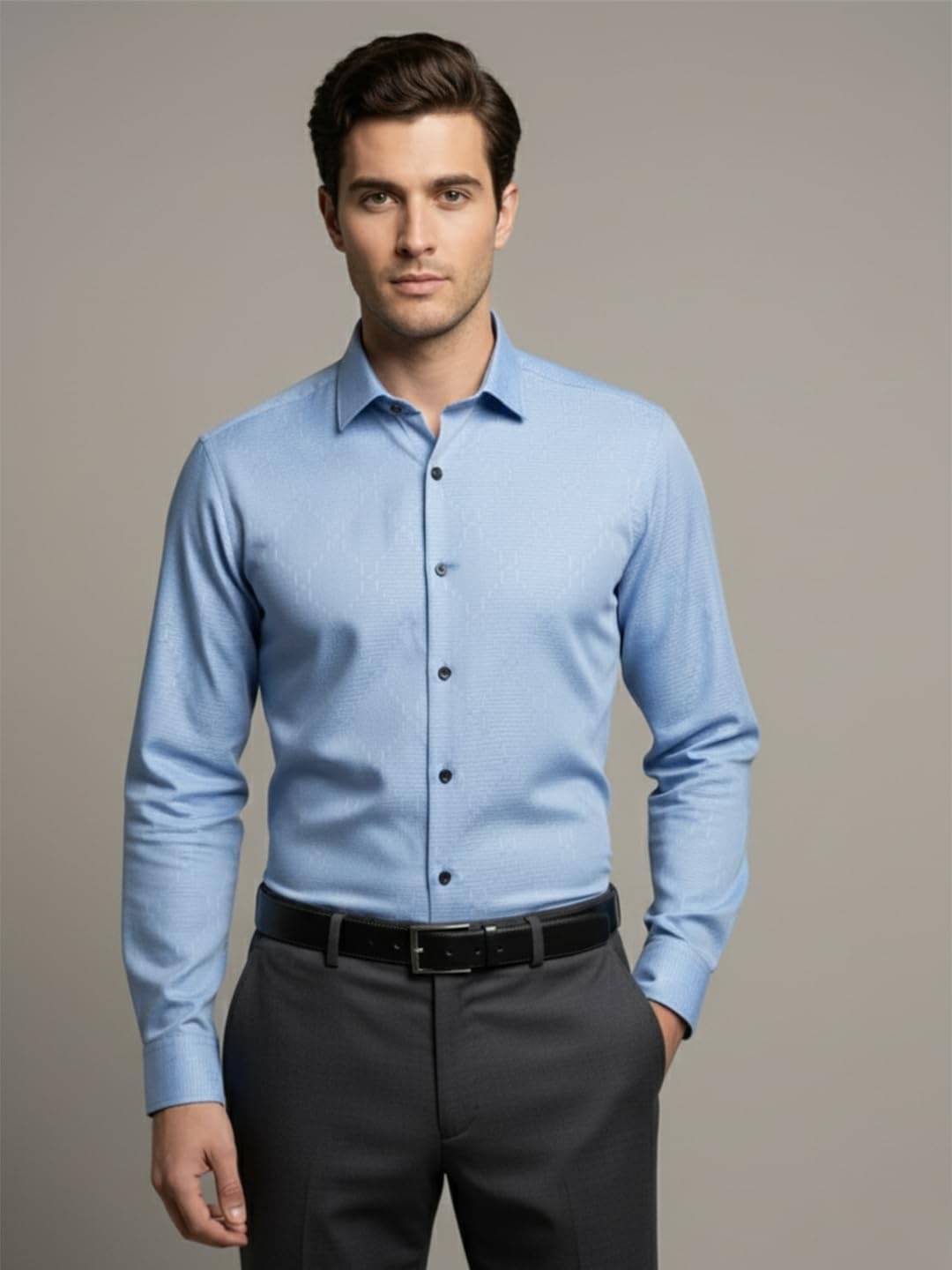     			Vida Loca Cotton Blend Slim Fit Self Design Full Sleeves Men's Casual Shirt - light Blue ( Pack of 1 )