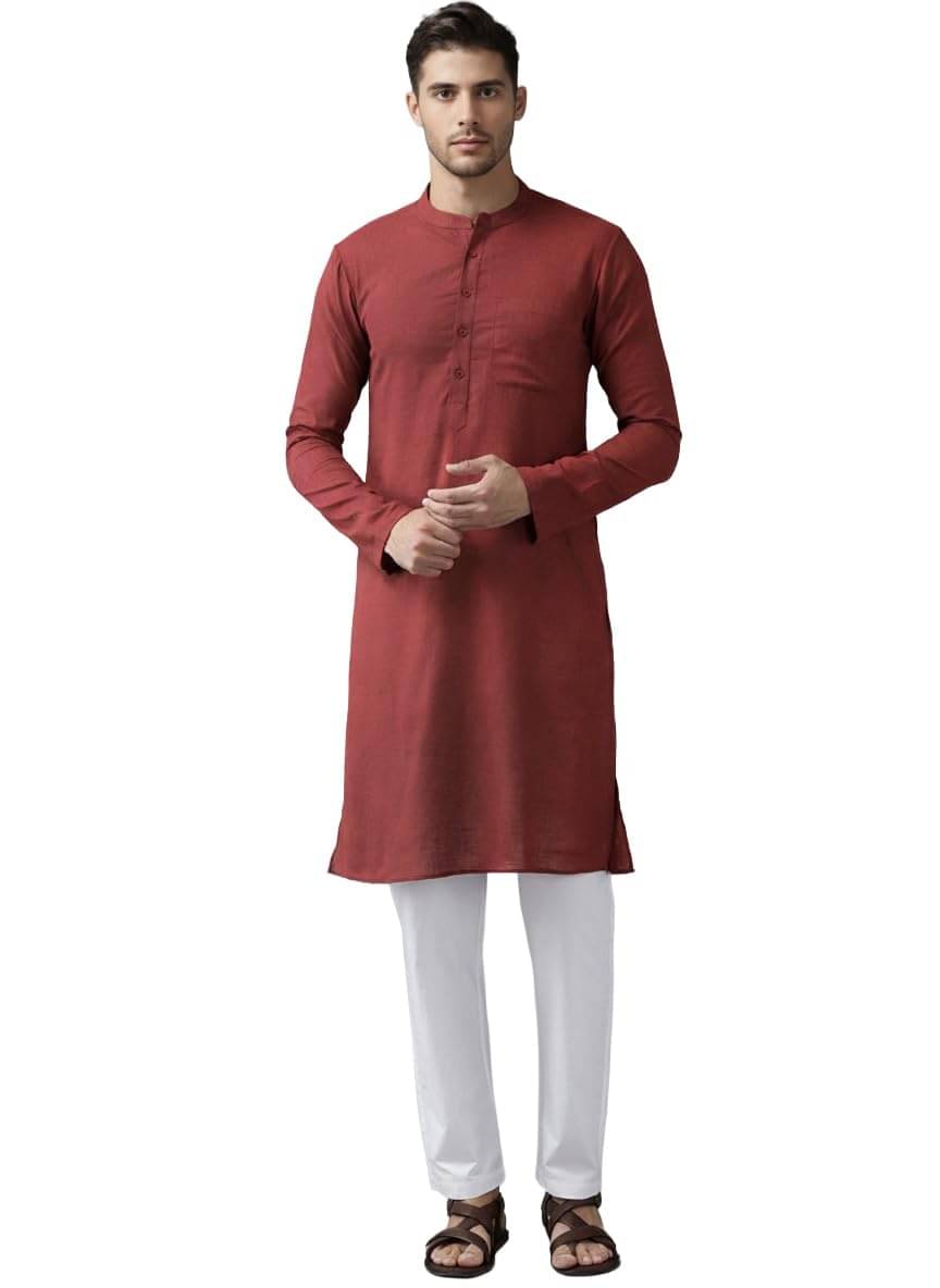     			Vida Loca Maroon Cotton Blend Men's Regular Kurta ( Pack of 1 )