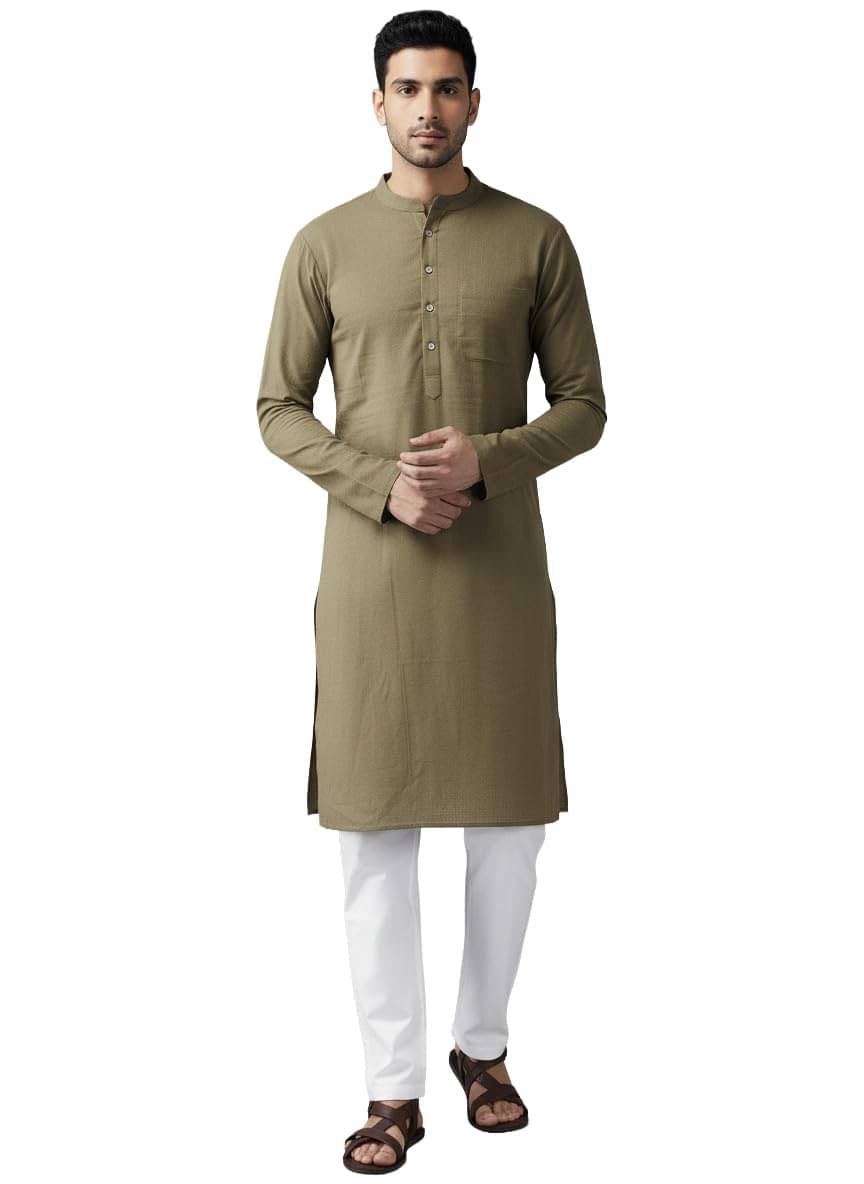     			Vida Loca Olive Cotton Blend Men's Regular Kurta ( Pack of 1 )