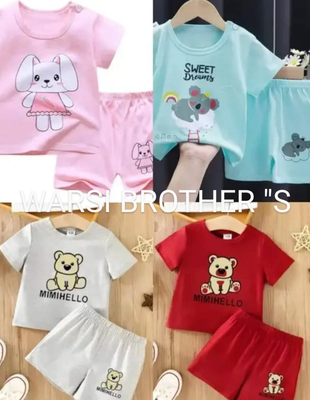     			WARSI BROTHER''S Pack of 4 Baby Girls Cotton Blend T-shirt & Pants ( Multicolor 4 )