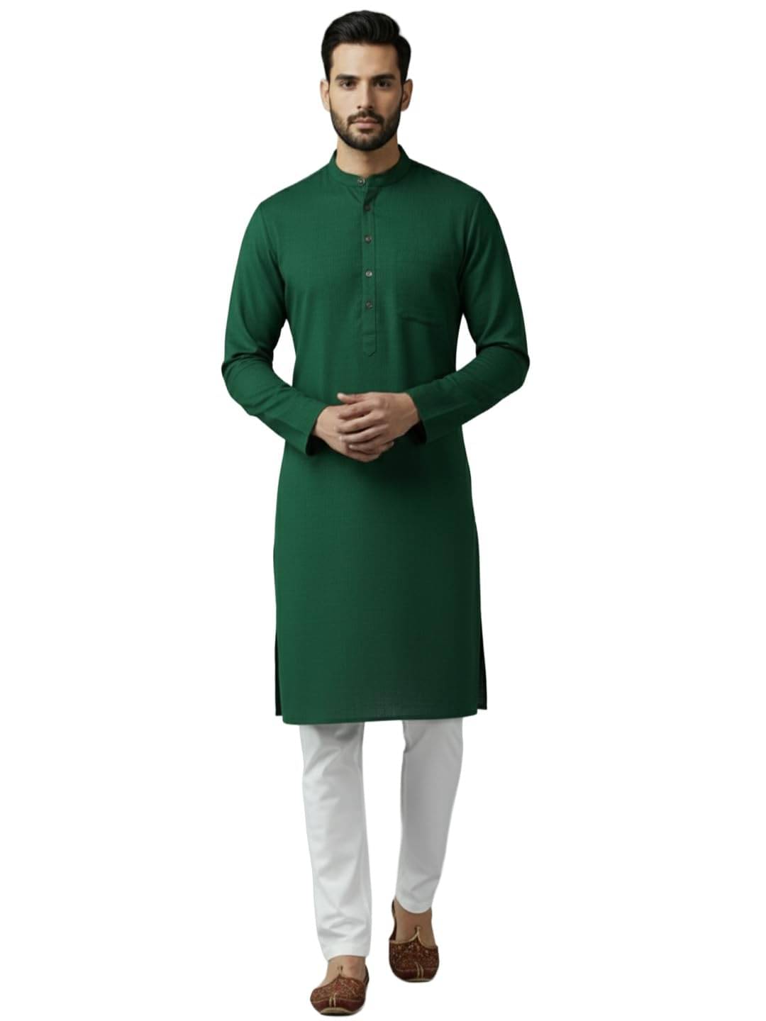     			Yugnik Green Cotton Blend Men's Regular Kurta ( Pack of 1 )