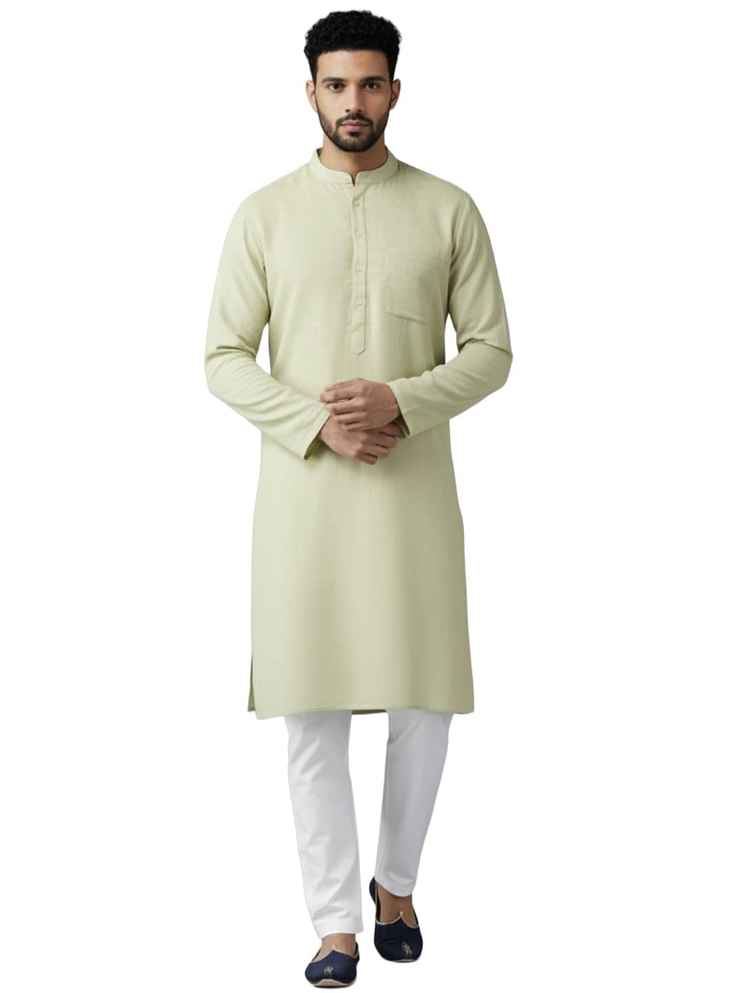     			Yugnik Light Green Cotton Blend Men's Regular Kurta ( Pack of 1 )