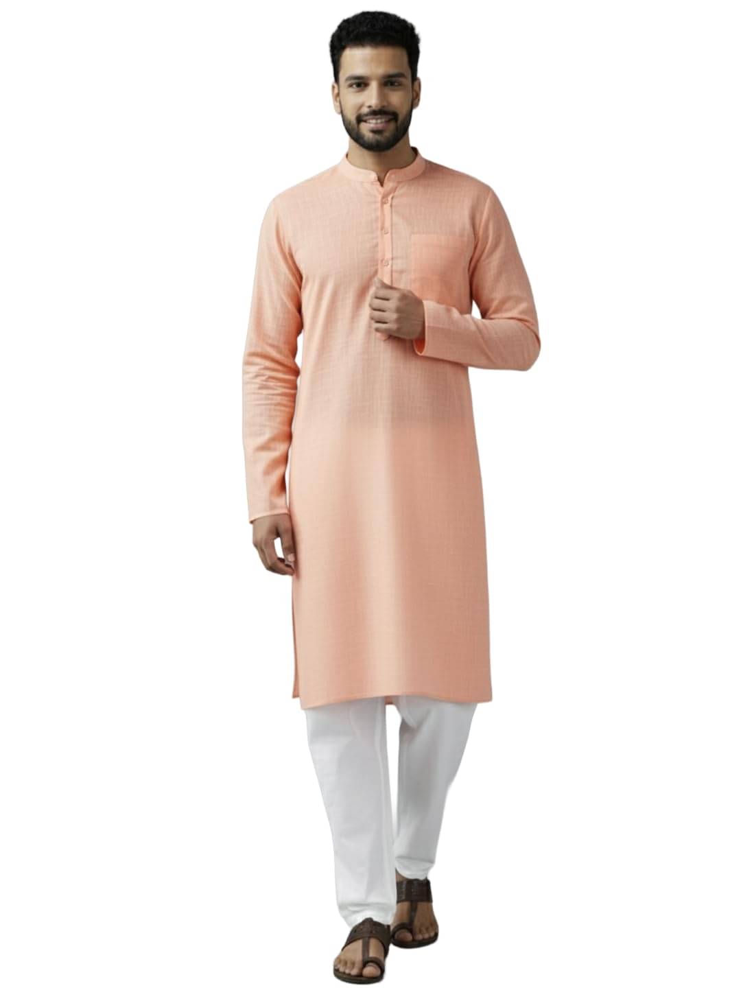     			Yugnik Peach Cotton Blend Men's Regular Kurta ( Pack of 1 )
