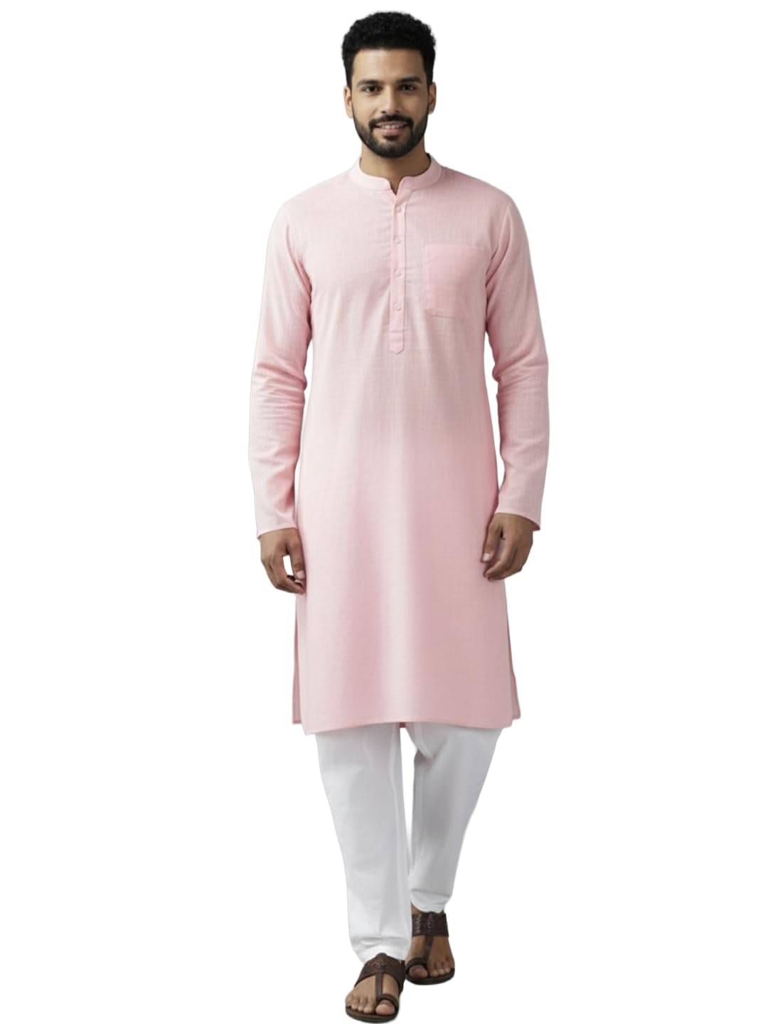     			Yugnik Pink Cotton Blend Men's Regular Kurta ( Pack of 1 )