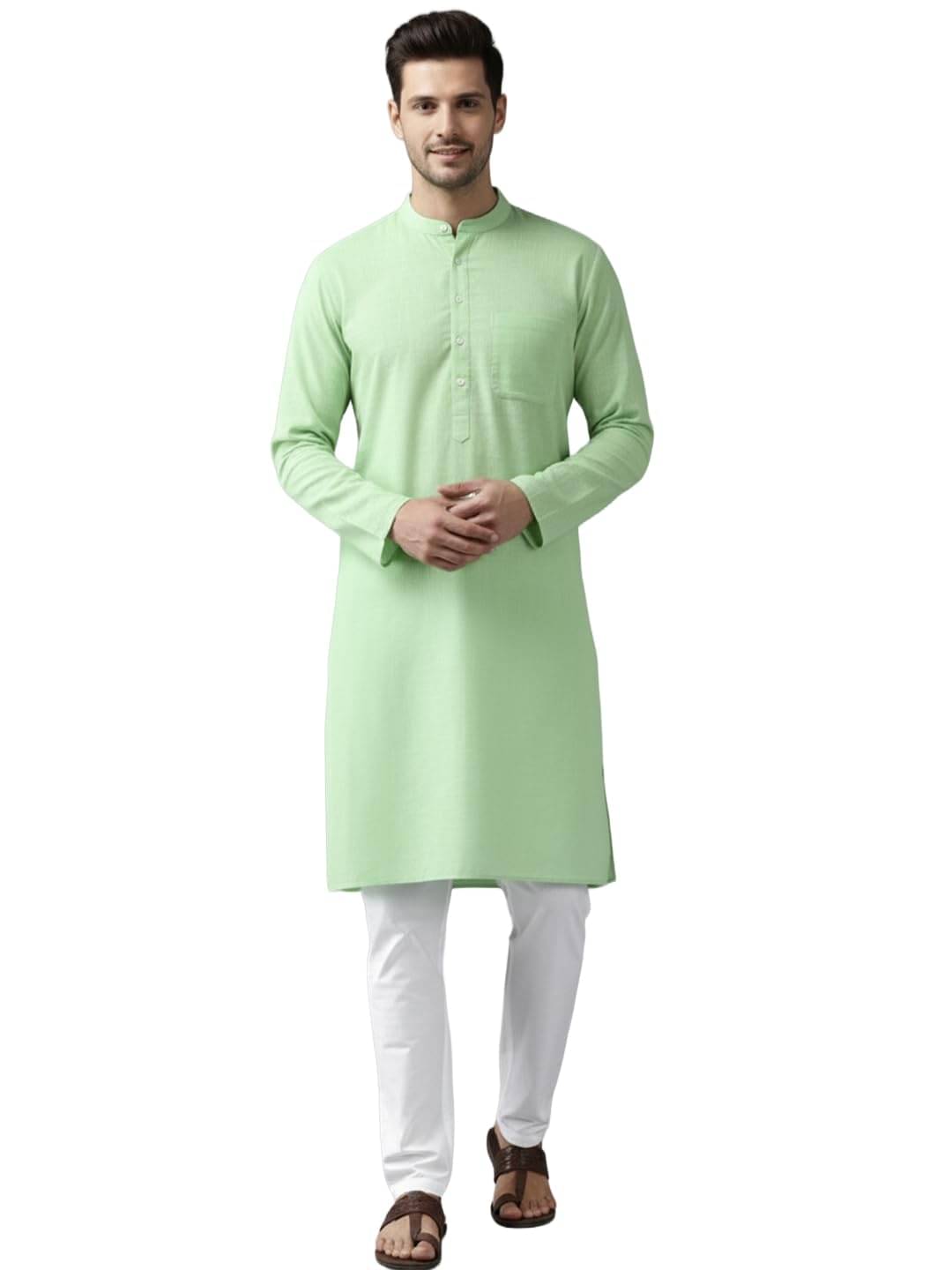     			Yugnik Sea Green Cotton Blend Men's Regular Kurta ( Pack of 1 )
