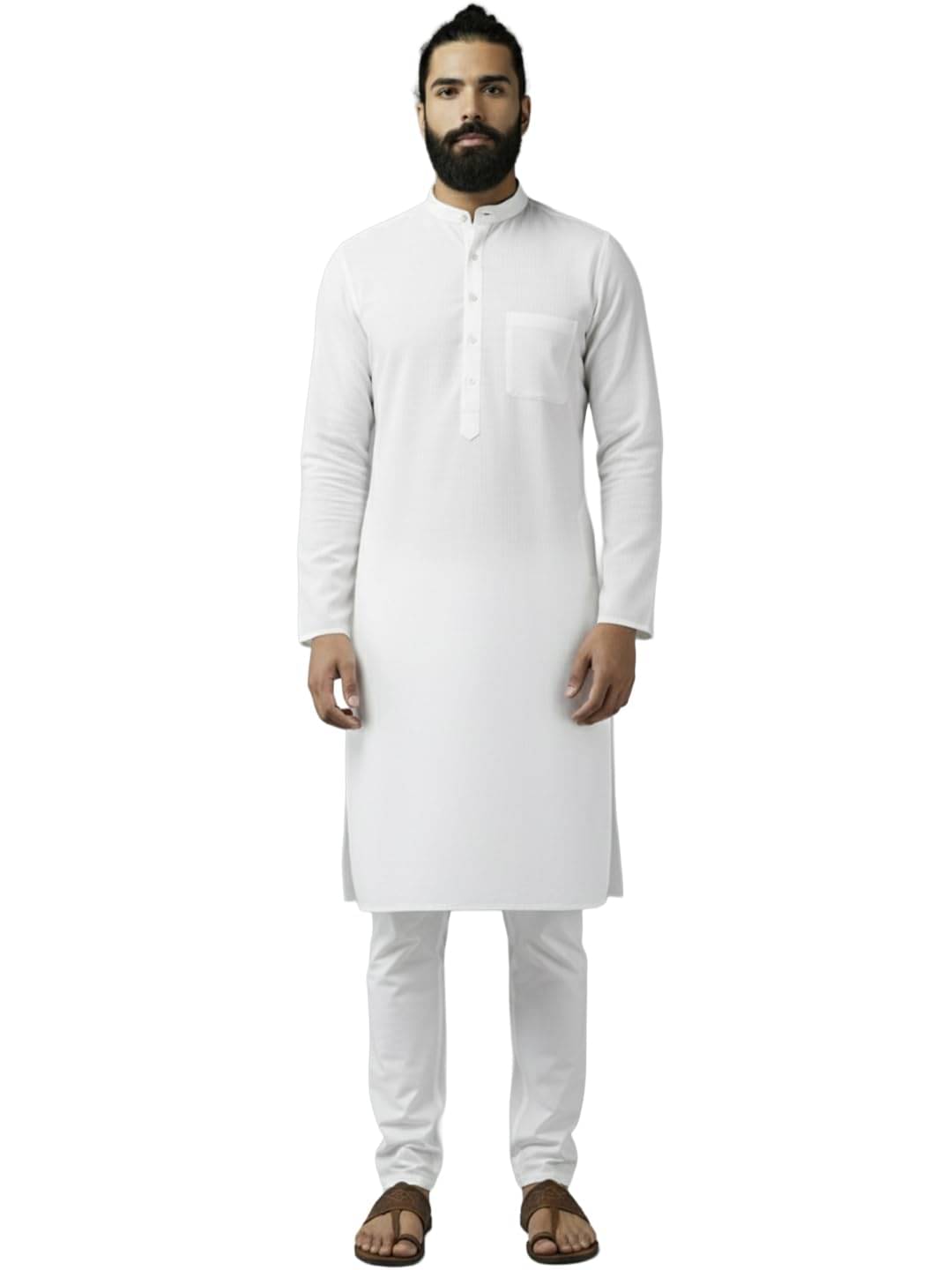 Yugnik White Cotton Blend Men's Regular Kurta ( Pack of 1 )     			Yugnik White Cotton Blend Men's Regular Kurta ( Pack of 1 )