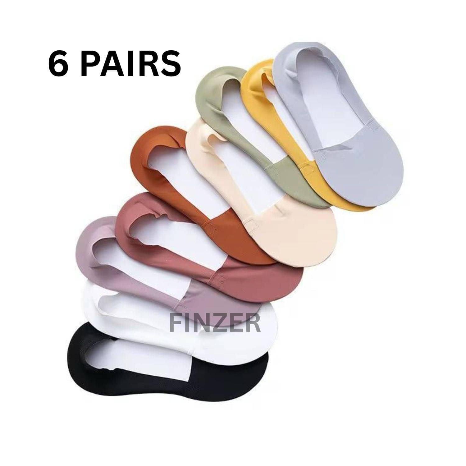 finzer Pack of 6 Women's Silk No Show Socks ( Multicolor ) finzer Pack of 6 Women's Silk No Show Socks ( Multicolor )