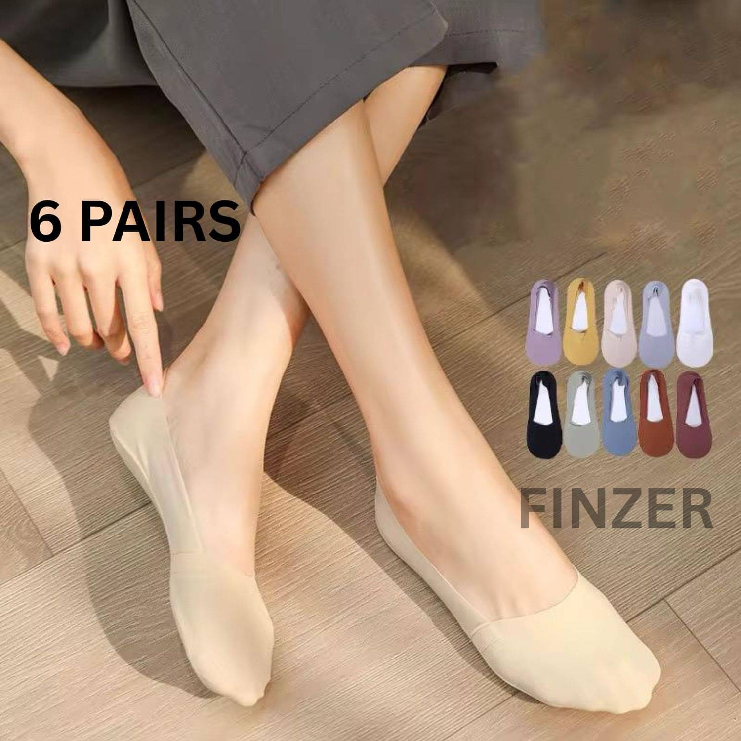 finzer Pack of 6 Women's Silk No Show Socks ( Multicolor )     			finzer Pack of 6 Women's Silk No Show Socks ( Multicolor )