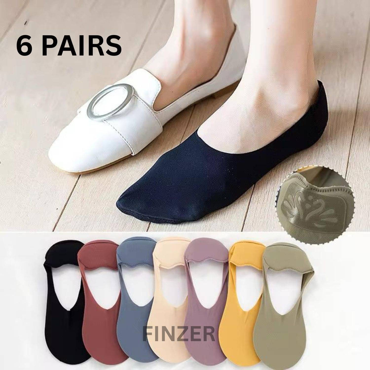     			finzer Pack of 6 Women's Silk No Show Socks ( Multicolor )