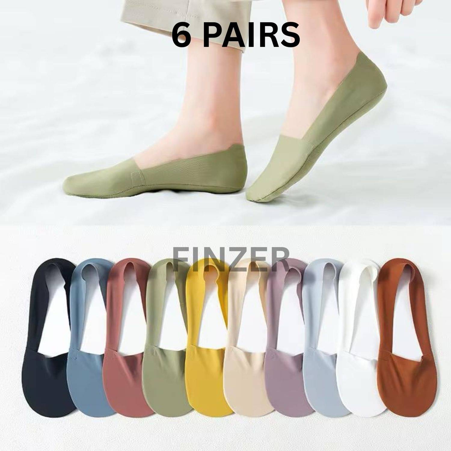     			finzer Pack of 6 Women's Silk No Show Socks ( Multicolor )