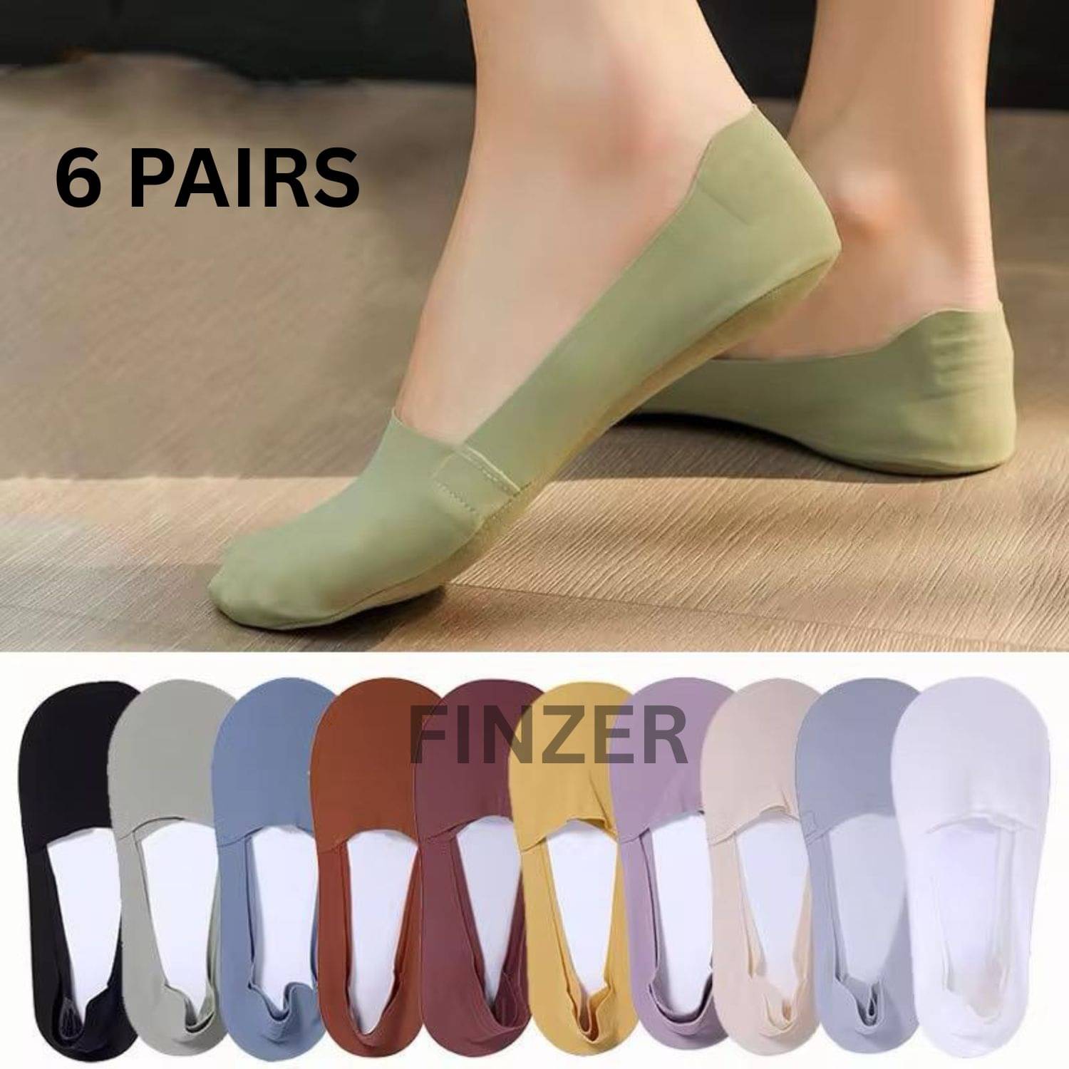     			finzer Pack of 6 Women's Silk No Show Socks ( Multicolor )