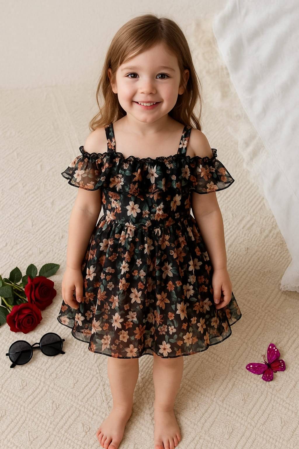     			managri Cotton Blend Frock For Baby Girls ( Pack of 1 , Black )