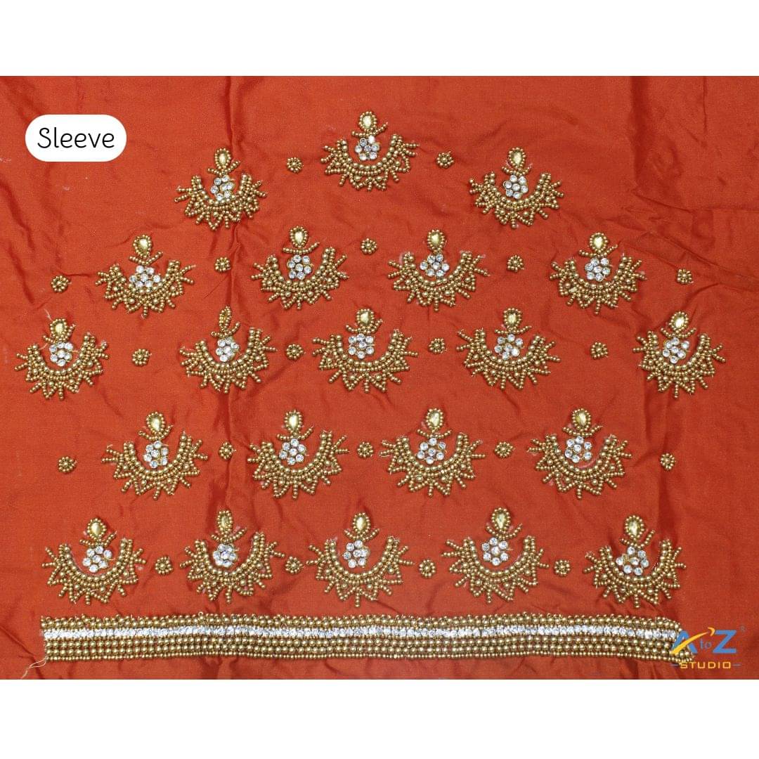     			A to Z Studio Silk Blend Unstitched Round Neck Women's Blouse ( Orange )