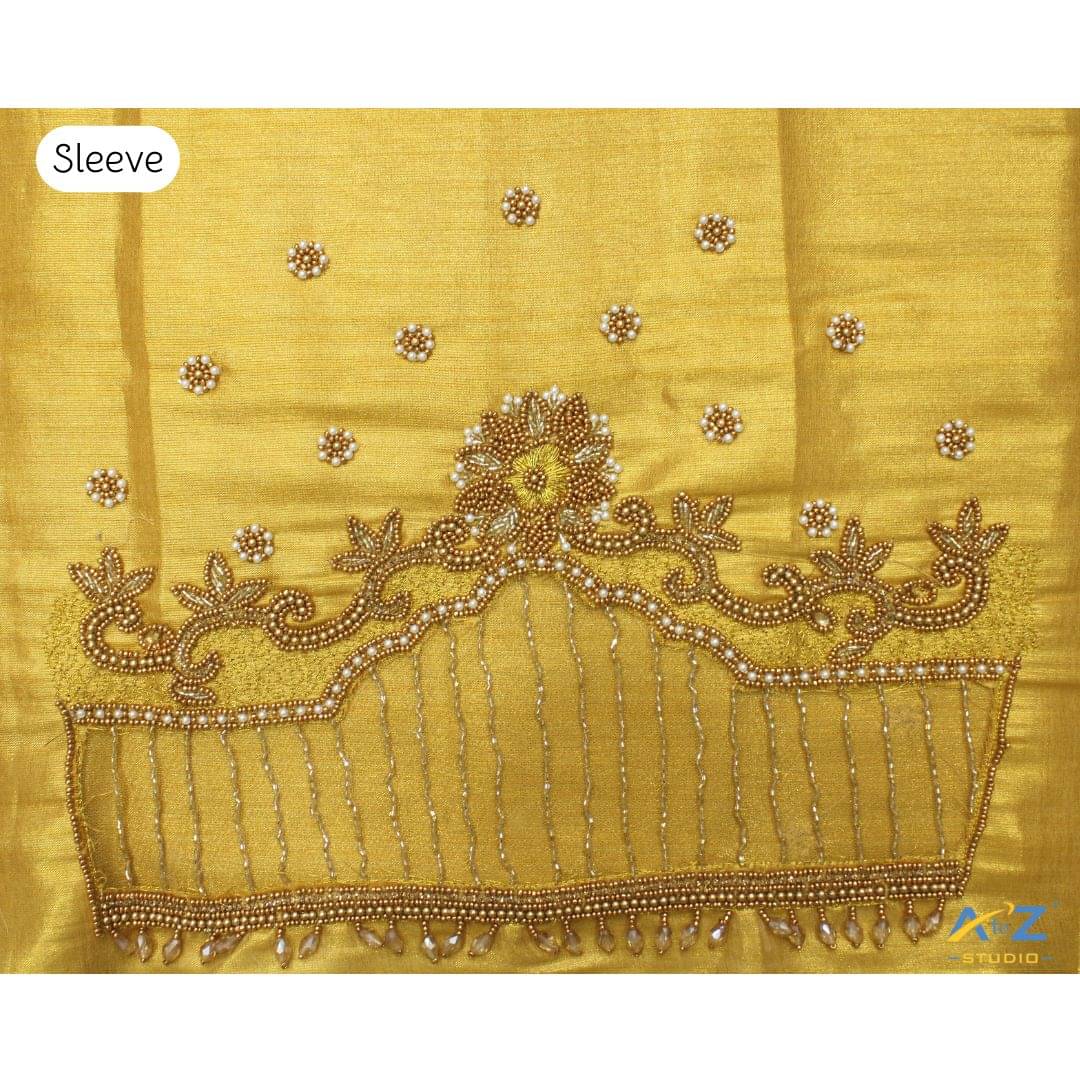     			A to Z Studio Silk Blend Unstitched Round Neck Women's Blouse ( Yellow )