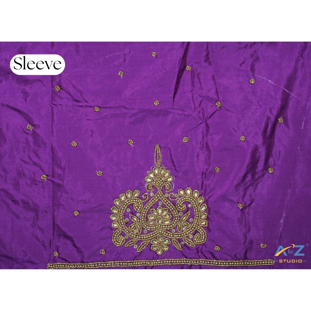     			A to Z Studio Silk Blend Unstitched Round Neck Women's Blouse ( Purple )