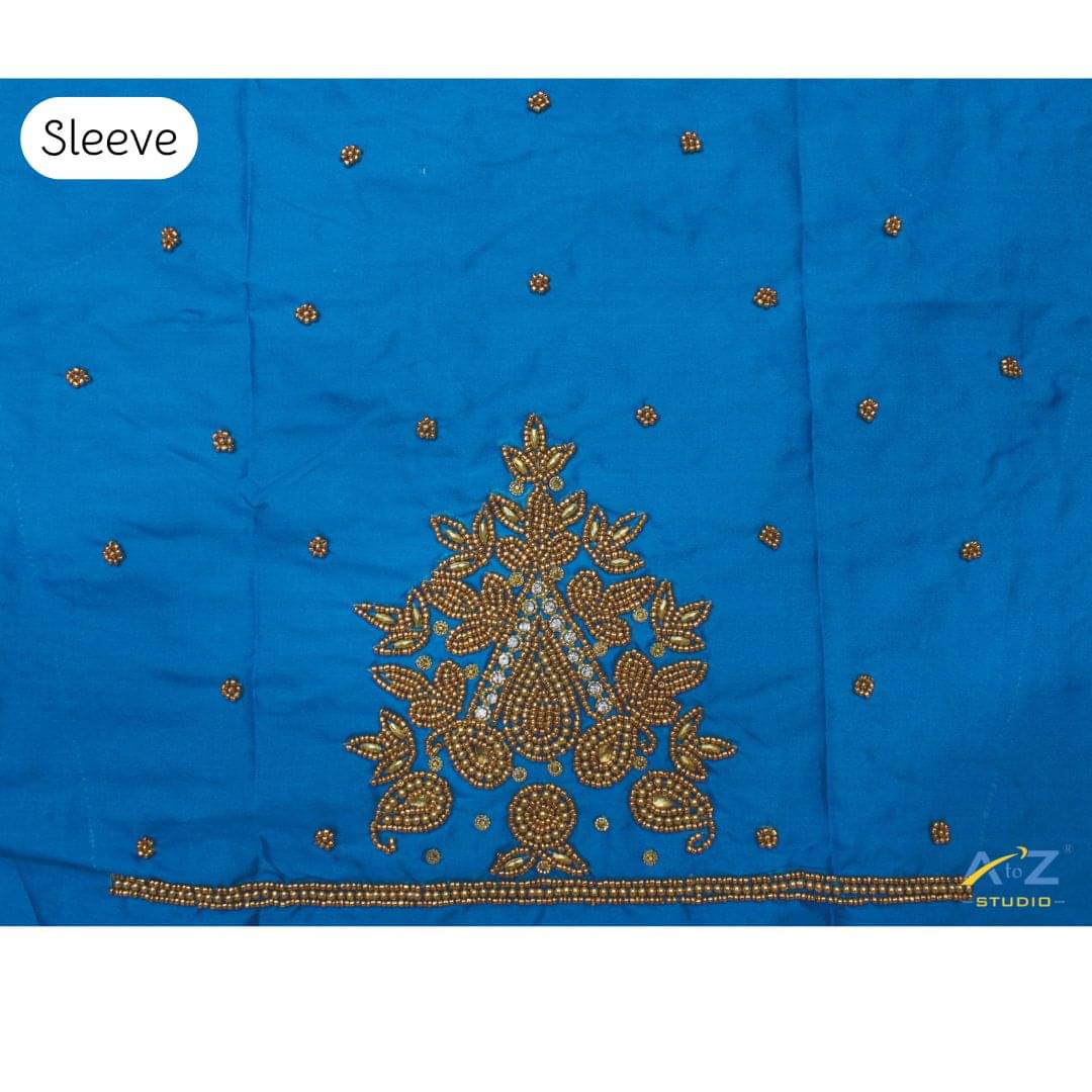     			A to Z Studio Silk Blend Unstitched Round Neck Women's Blouse ( Blue )