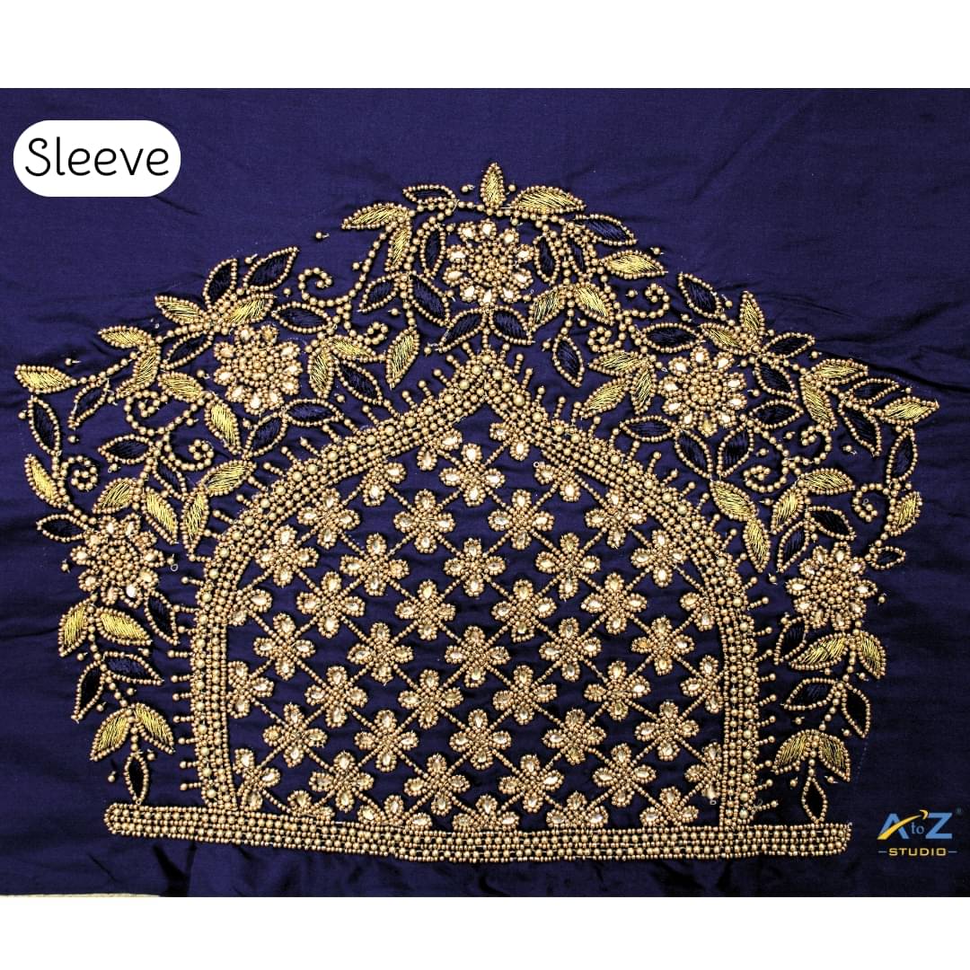     			A to Z Studio Silk Blend Unstitched Round Neck Women's Blouse ( Blue )