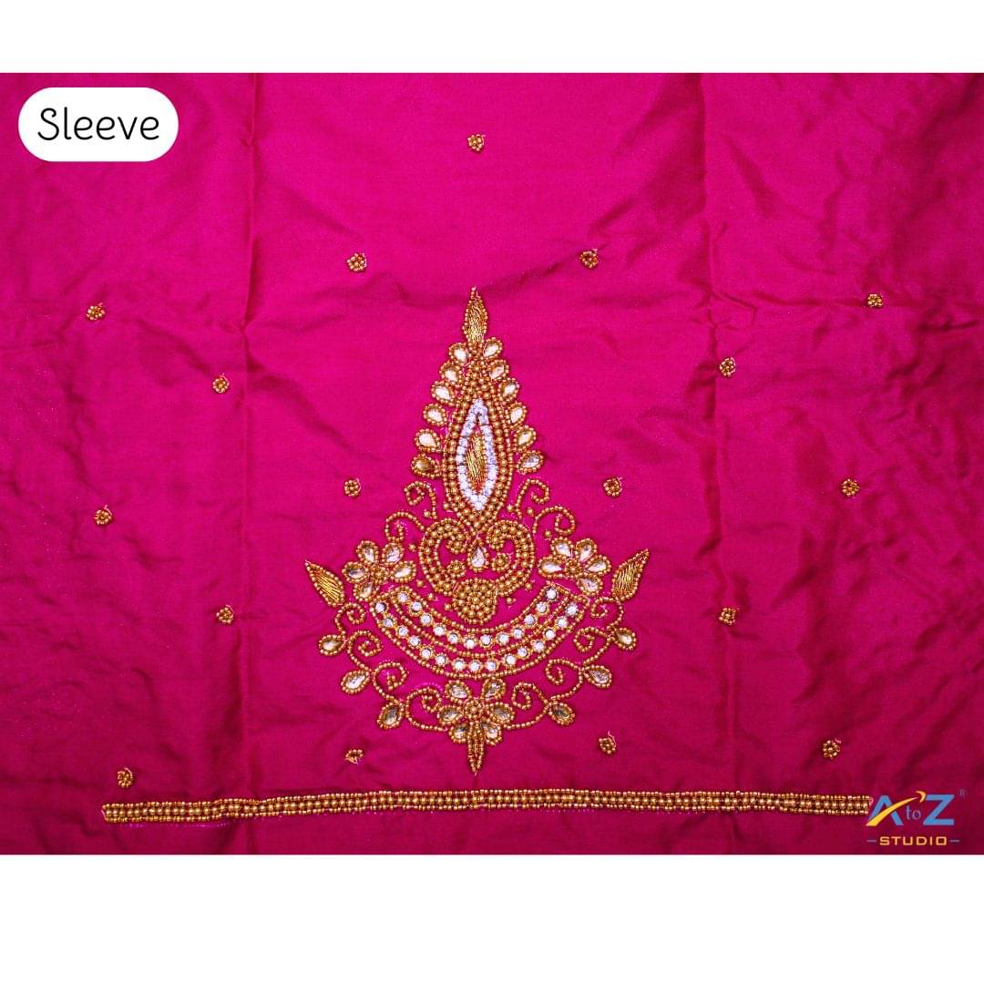     			A to Z Studio Silk Blend Unstitched Round Neck Women's Blouse ( Pink )