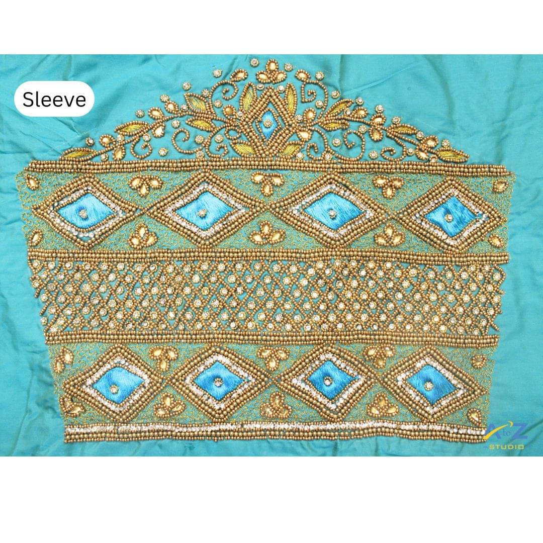     			A to Z Studio Silk Blend Unstitched Round Neck Women's Blouse ( Blue )