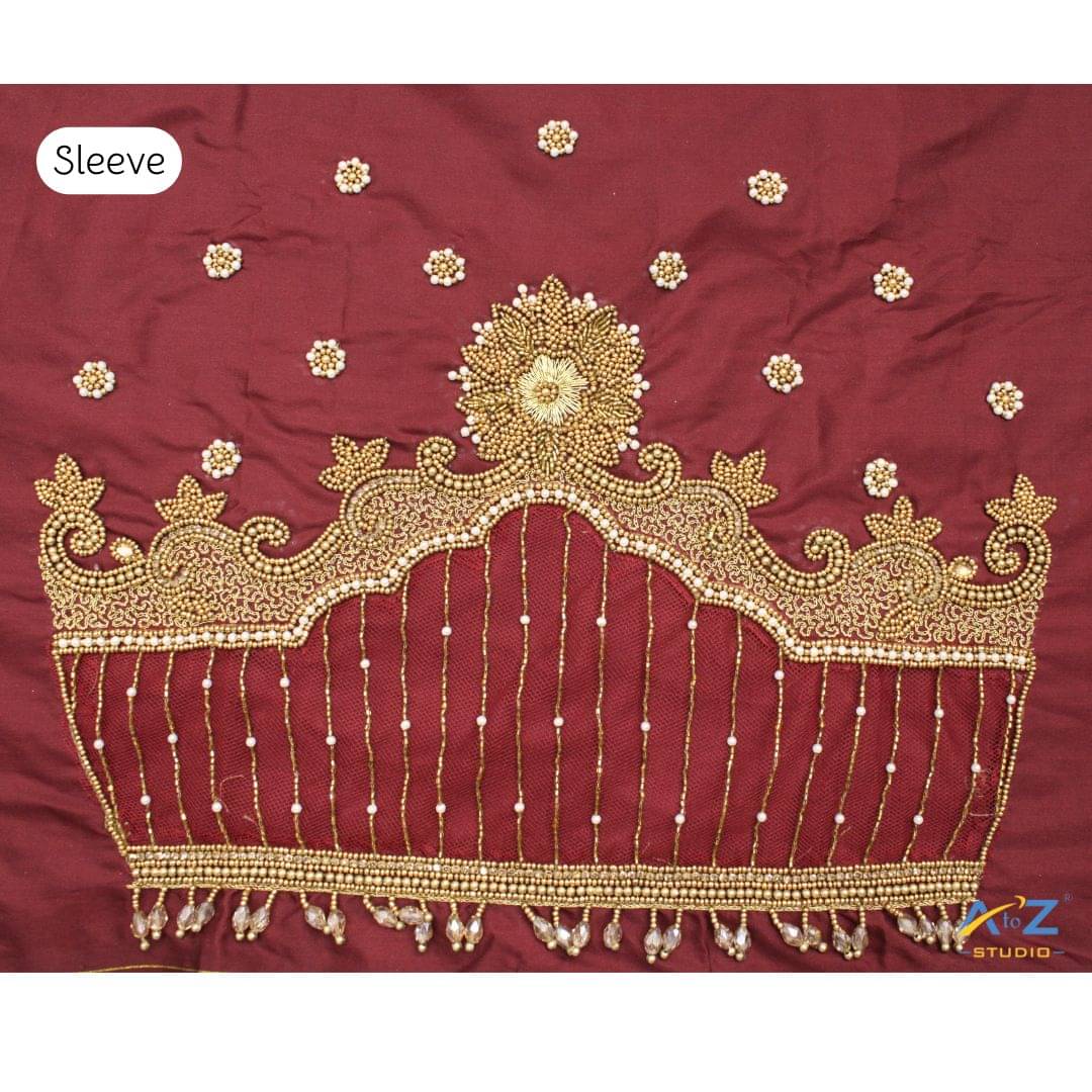     			A to Z Studio Silk Blend Unstitched Round Neck Women's Blouse ( Brown )