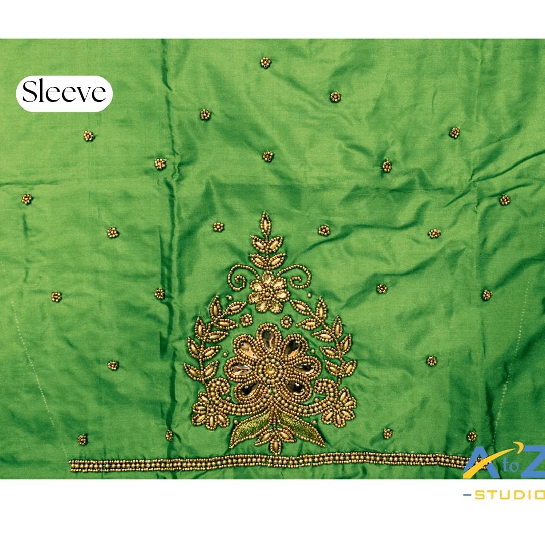     			A to Z Studio Silk Blend Unstitched Round Neck Women's Blouse ( Green )