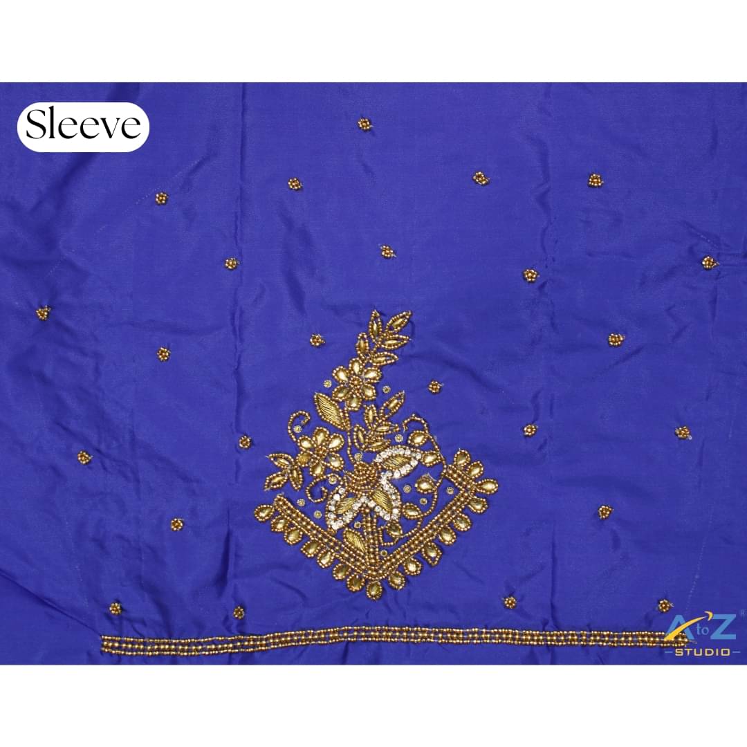     			A to Z Studio Silk Blend Unstitched Round Neck Women's Blouse ( Blue )