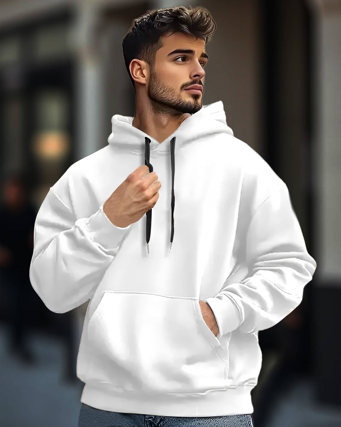 AOOSH Fleece Hooded Men's Sweatshirt - White ( Pack of 1 ) AOOSH Fleece Hooded Men's Sweatshirt - White ( Pack of 1 )