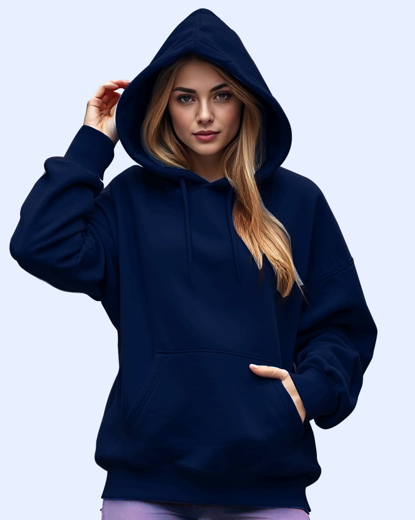     			AOOSH Women Fleece Hooded Sweatshirt For Light Winters ( Blue )