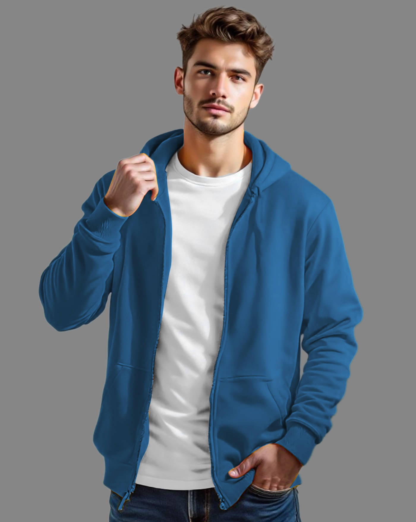 AUSK Fleece Hooded Men's Sweatshirt - Teal Blue ( Pack of 1 ) AUSK Fleece Hooded Men's Sweatshirt - Teal Blue ( Pack of 1 )