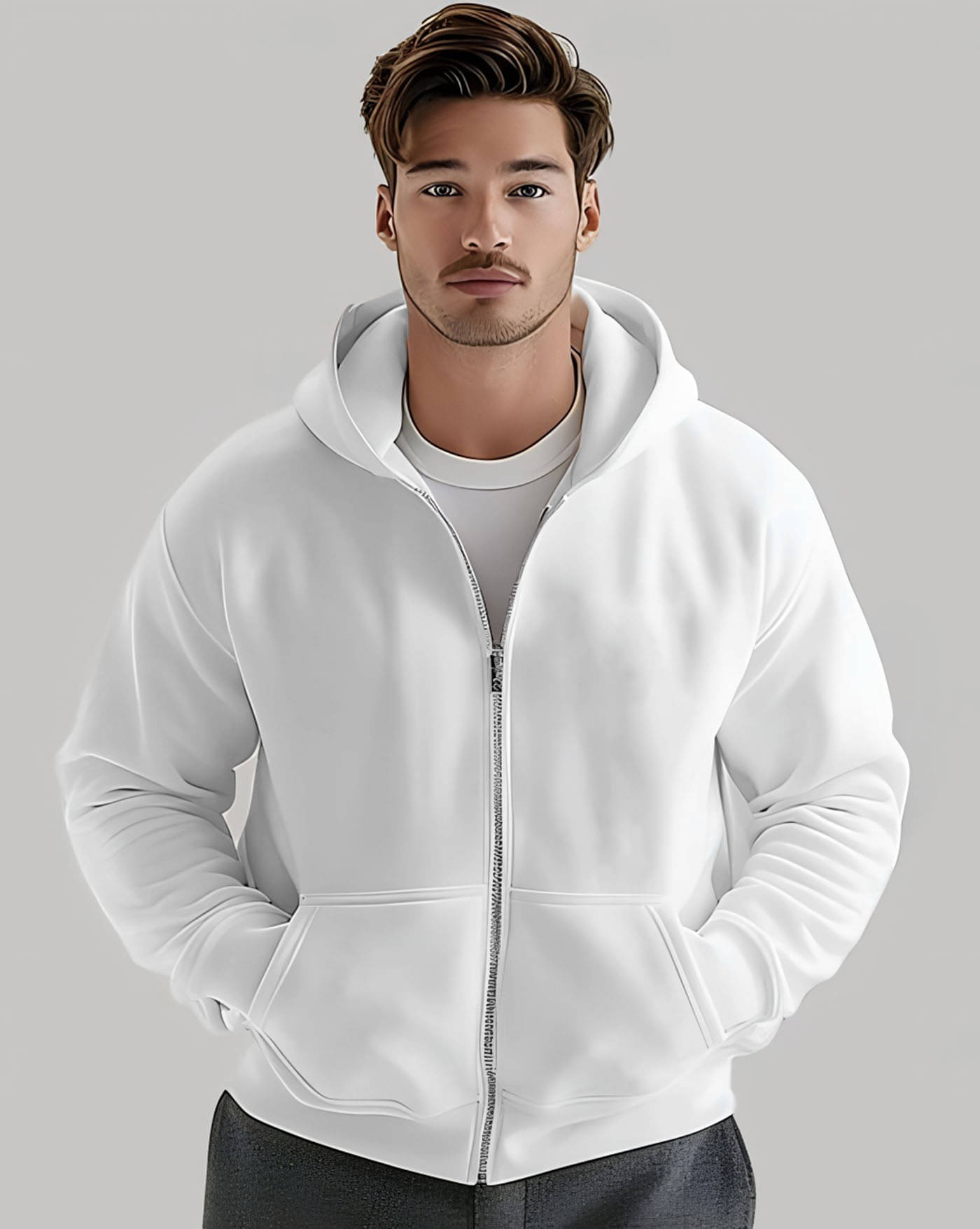     			AUSK Fleece Hooded Men's Sweatshirt - White ( Pack of 1 )