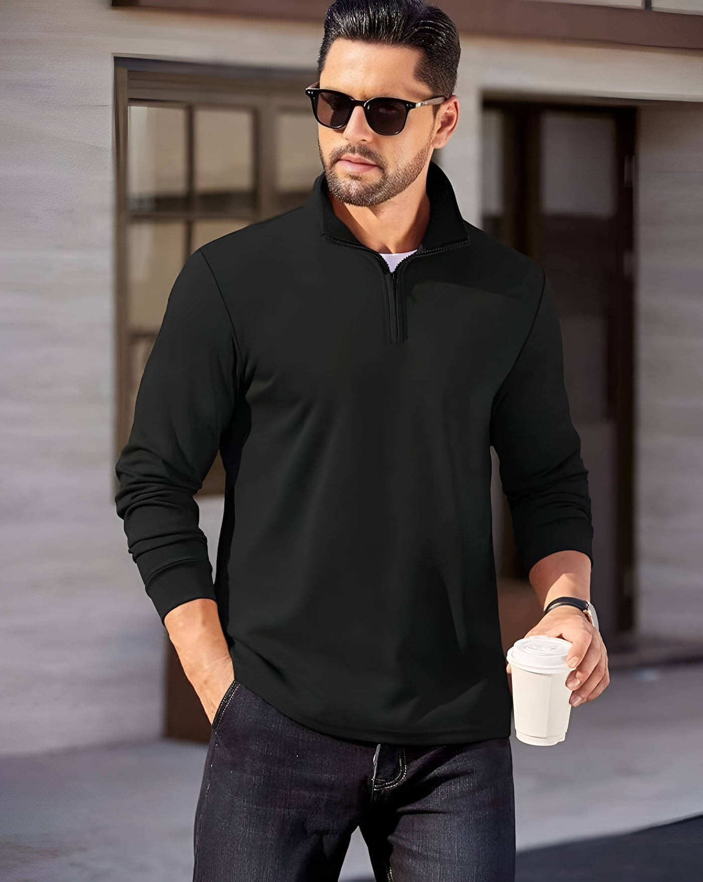 AUSK Fleece Mandarin Collar Men's Sweatshirt - Black ( Pack of 1 ) AUSK Fleece Mandarin Collar Men's Sweatshirt - Black ( Pack of 1 )
