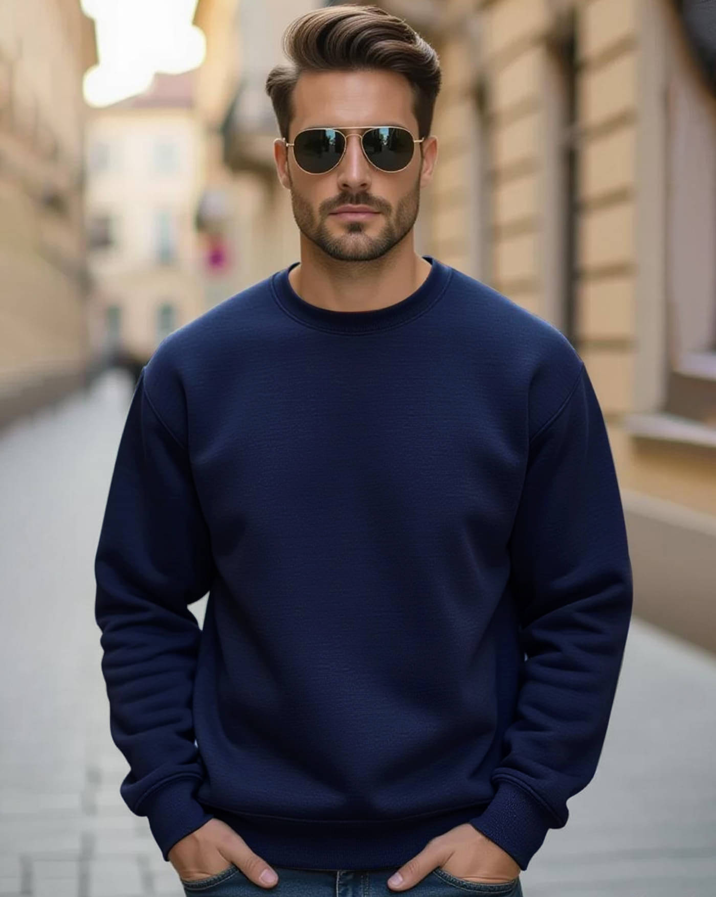     			AUSK Fleece Round Neck Men's Sweatshirt - Blue ( Pack of 1 )