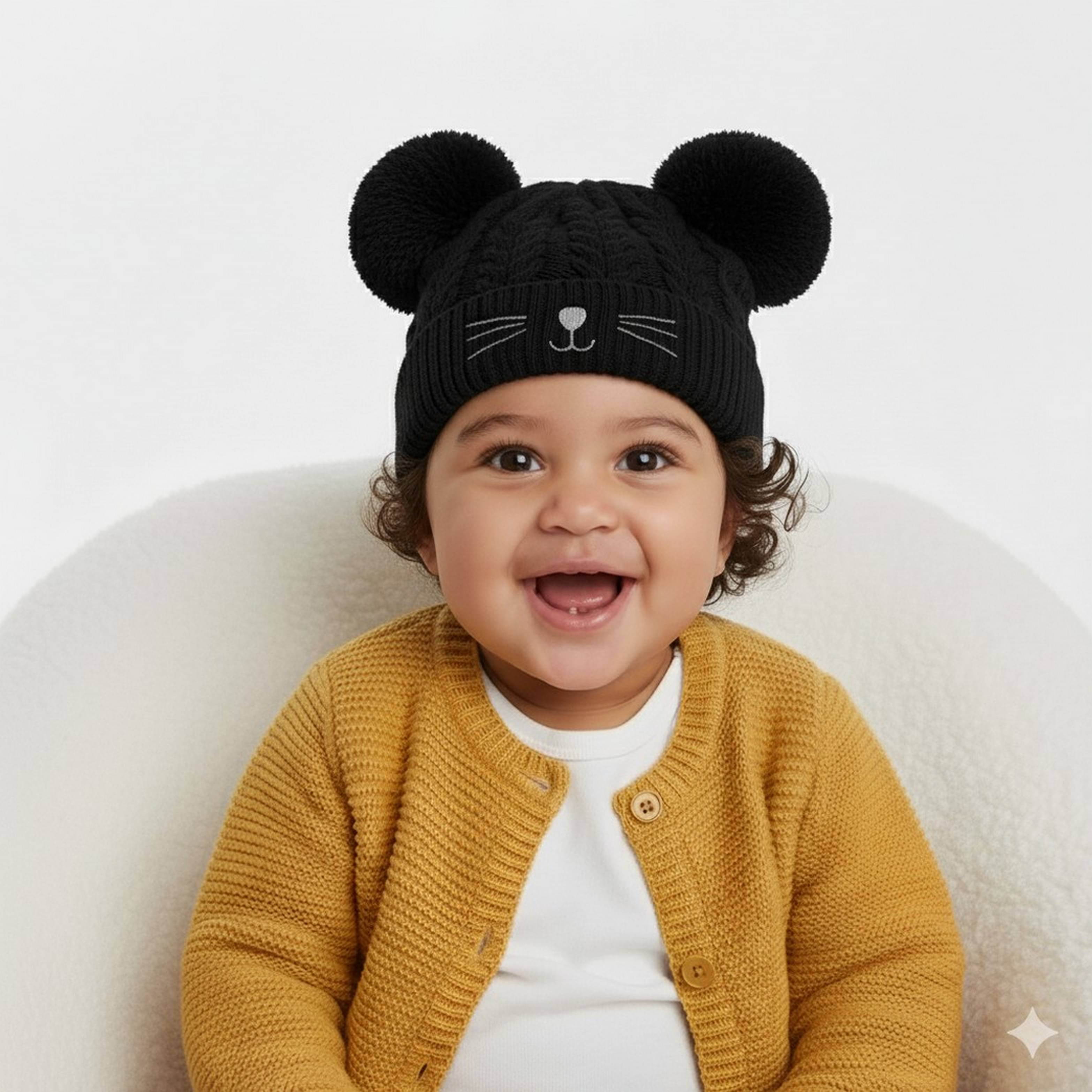     			Adorazone Pack of 1 Unisex for Baby Caps ( Black )