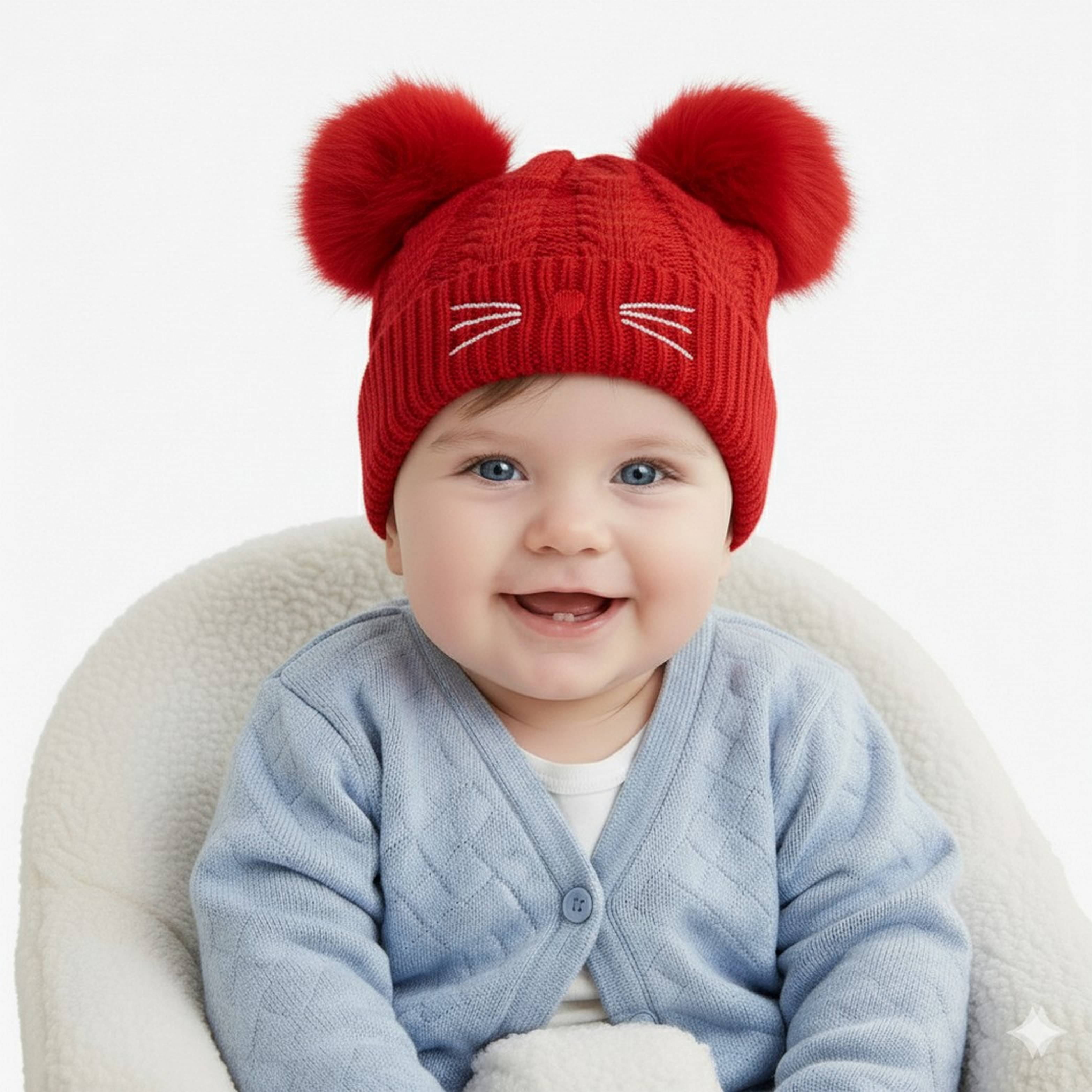     			Adorazone Pack of 1 Unisex for Baby Caps ( Red )