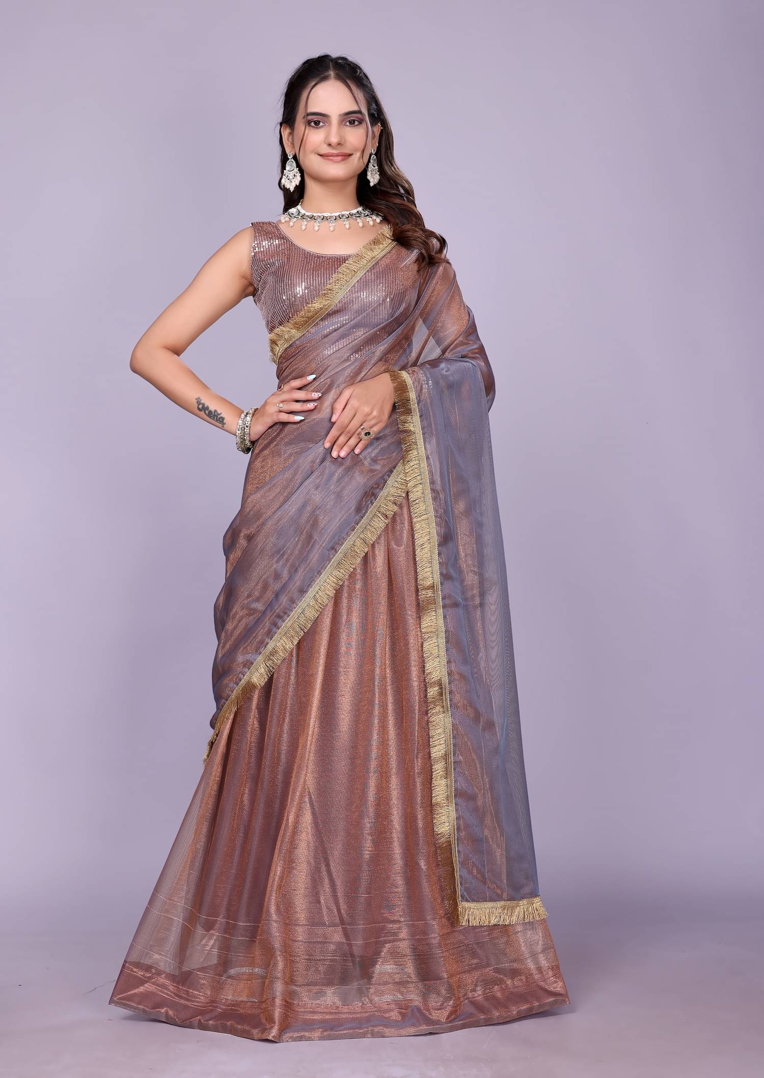     			Apnisha Women Chiffon Flared Semi Stitched Lehenga Choli ( Fluorescent Pink )
