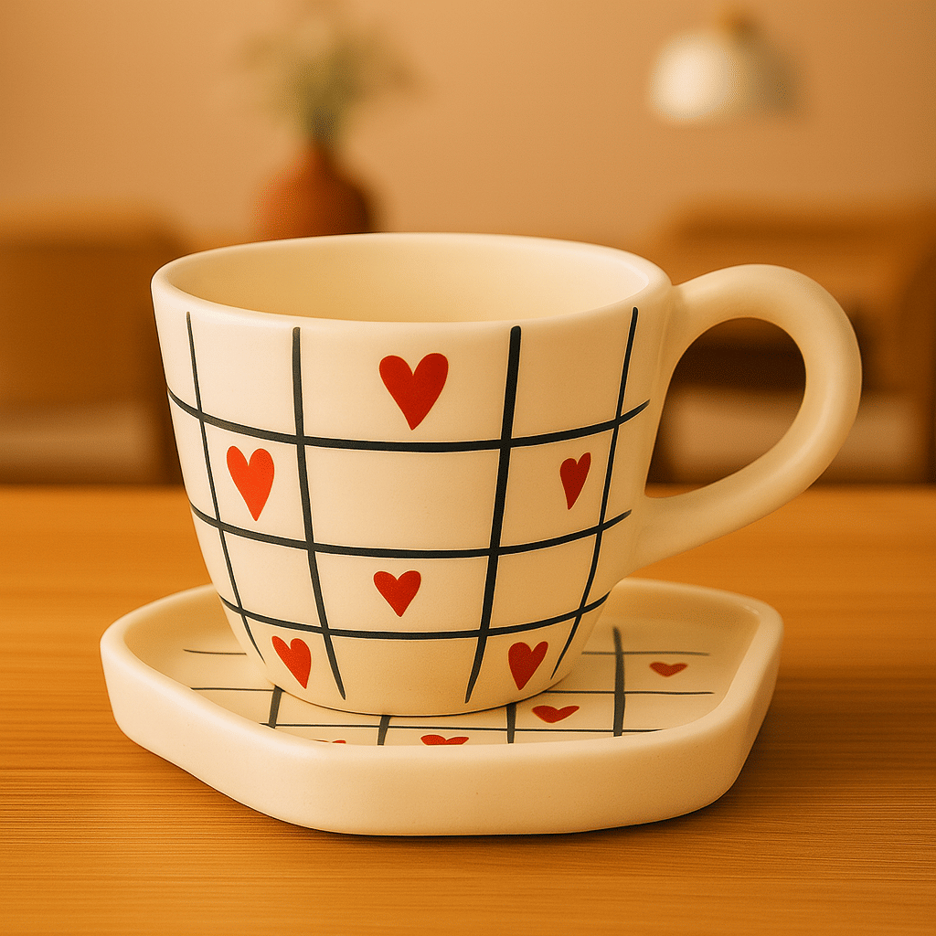     			Athena Home Ceramic Cup & Saucer Set Geometric Ceramic Coffee Set 250 ml ( Pack of 1 )