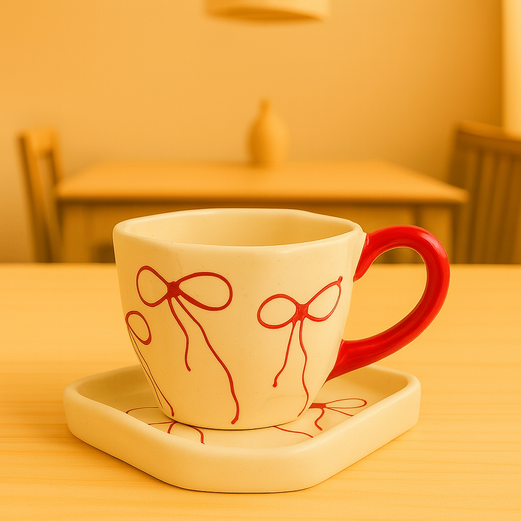 Athena Home Ceramic Cup & Saucer Set Printed Ceramic Coffee Set 250 ml ( Pack of 1 ) Athena Home Ceramic Cup & Saucer Set Printed Ceramic Coffee Set 250 ml ( Pack of 1 )