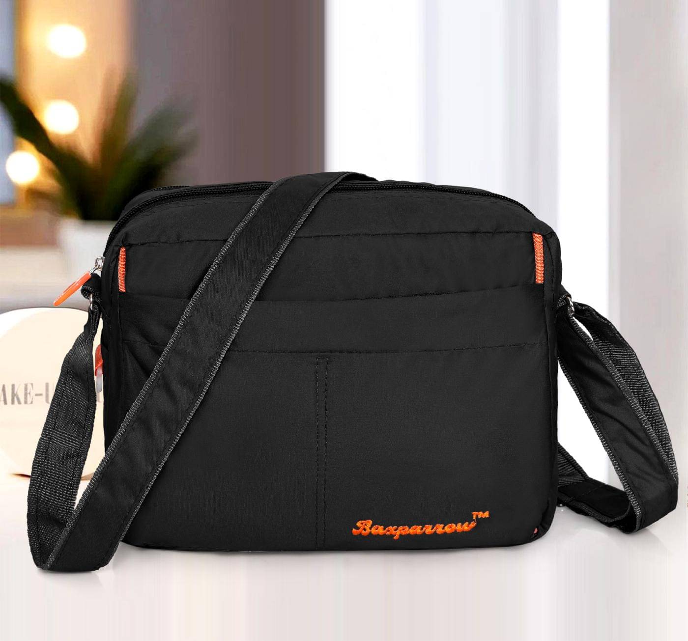     			Baxparrow Black Solid Messenger Bag