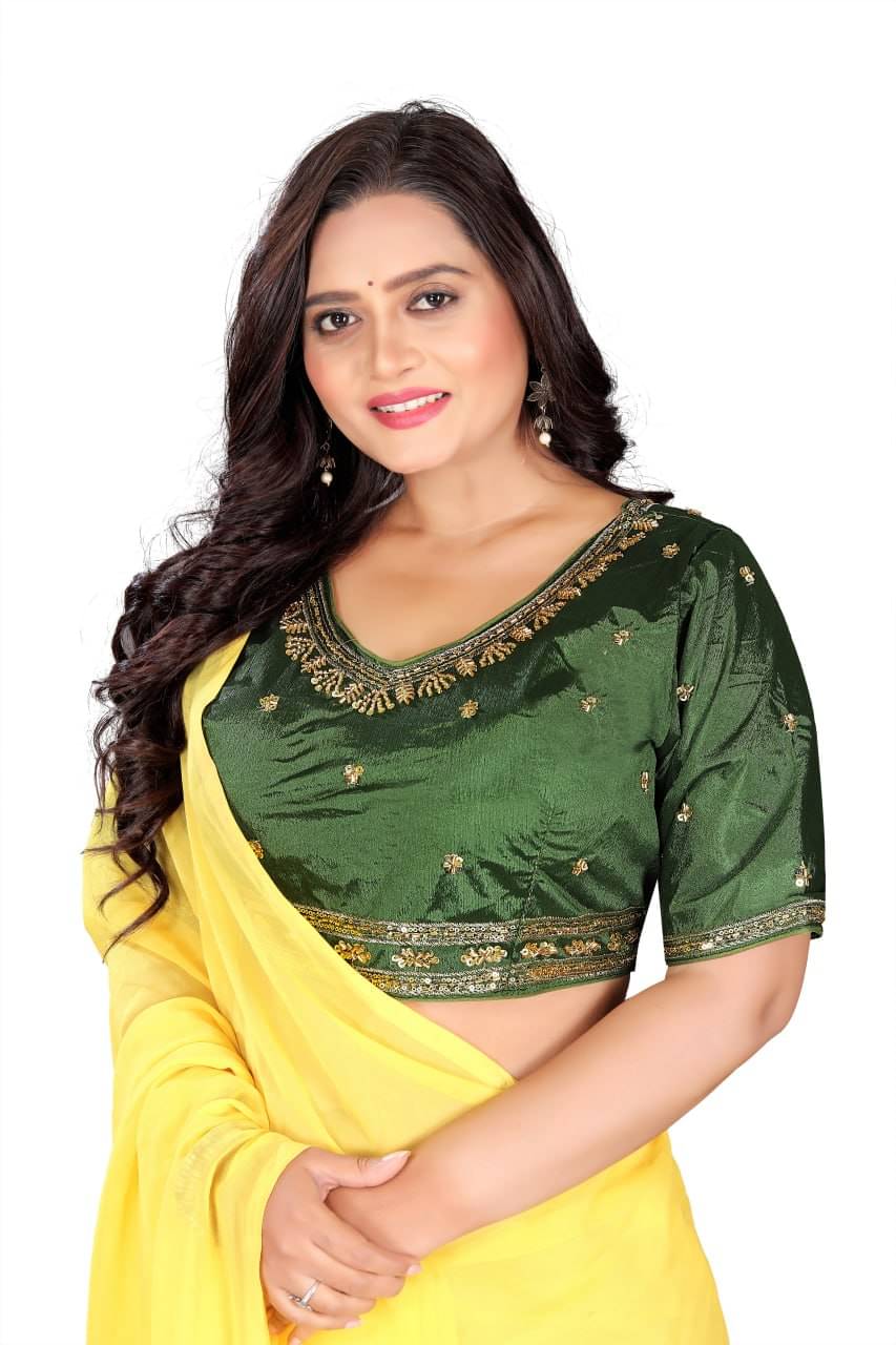 Bigbest Feb Silk Semi Stitched V-Neck Women's Blouse ( Mint Green ) Bigbest Feb Silk Semi Stitched V-Neck Women's Blouse ( Mint Green )