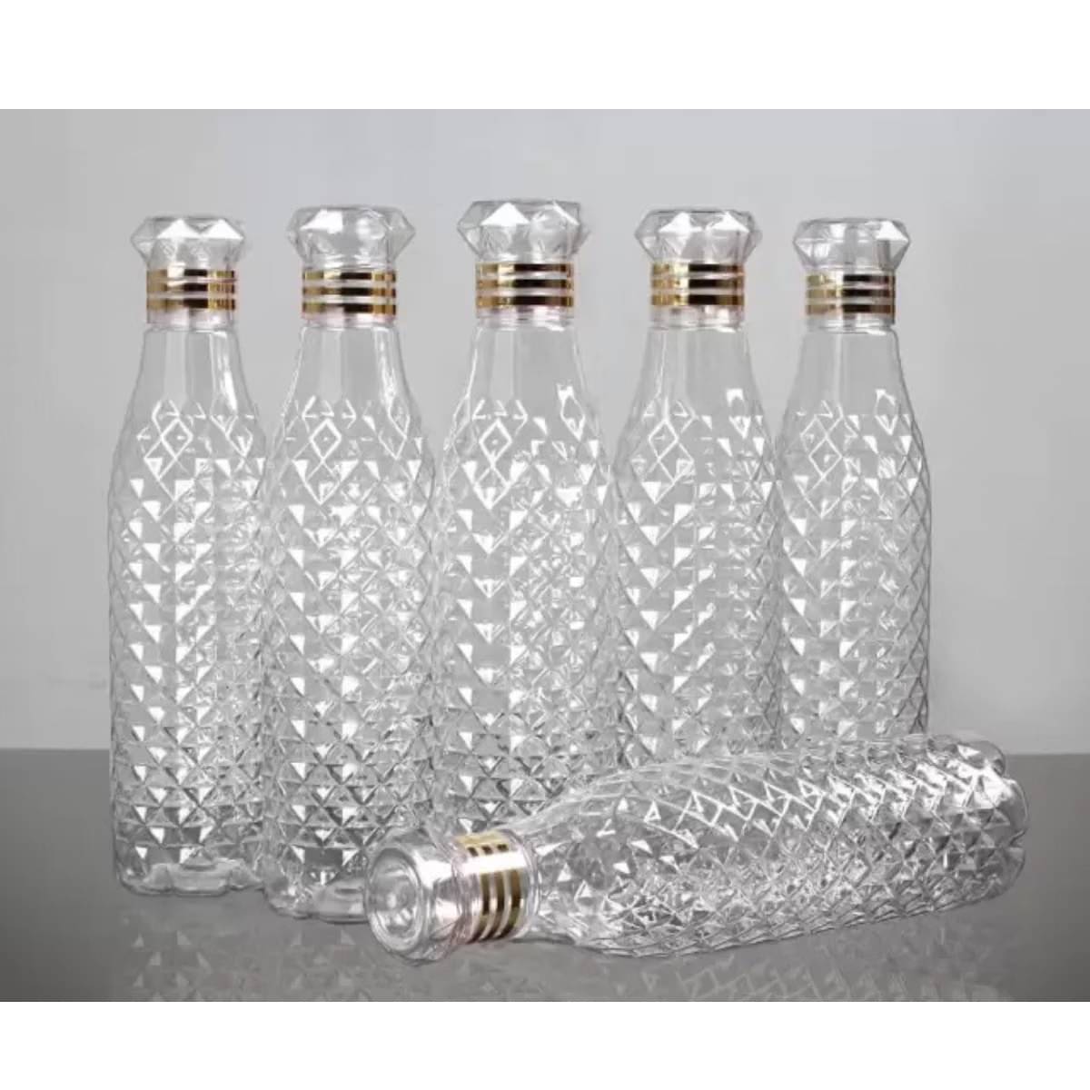     			Brahmani Art diamond water bottle, fridge water bottle, bottle White Plastic Fridge Water Bottle 1000 mL ( Set of 6 )